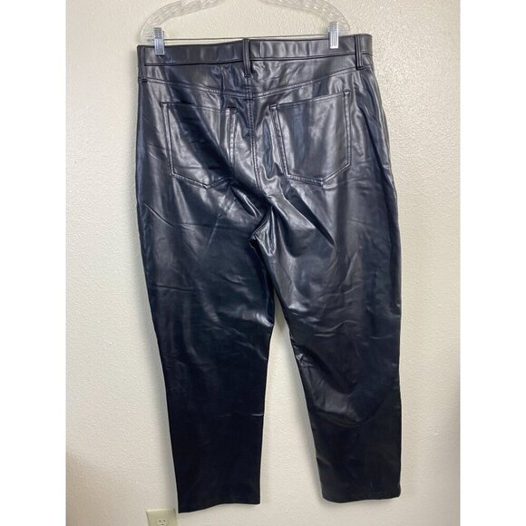 Abercrombie & Fitch The 90s Straight High Rise faux Leather Pants Plus Size 34 - Picture 2 of 13